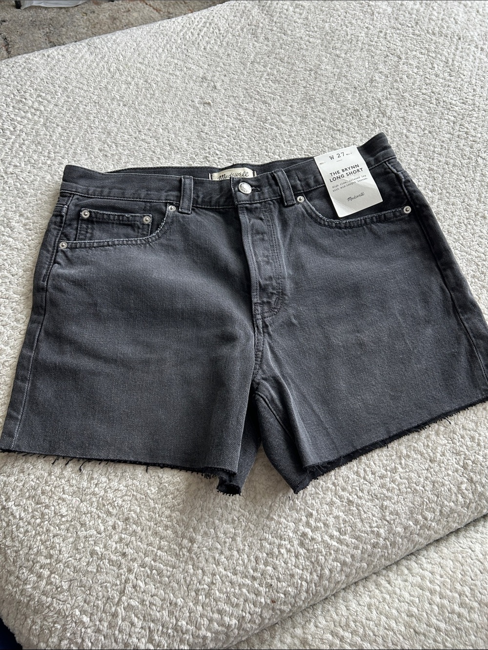 Madewell Washed Black High-Rise Denim Cutoff Shorts